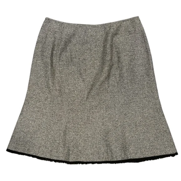 Susan Bristol Herringbone Fringe Hem Skirt Size 12 Vintage A-Line - Picture 4 of 10